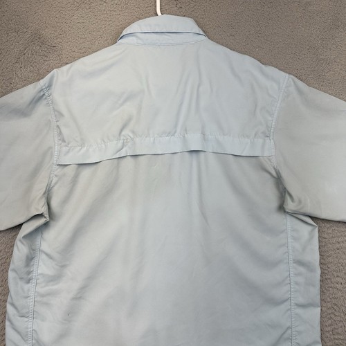 Simms Shirt Mens Medium Blue Button Up Sporting Clays Shooting Fish Guide Series - Picture 9 of 17