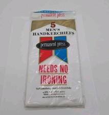 Vintage 5 Men's Handkerchiefs No Iron Perma Press Spring Mills RN 13960 NOS NEW