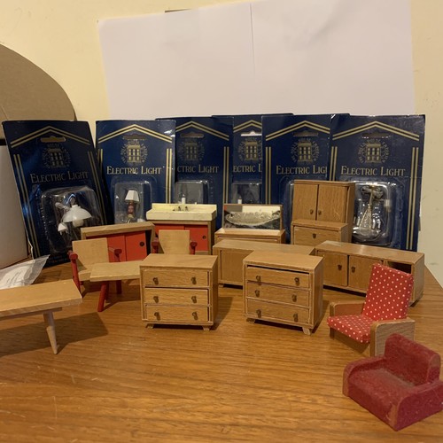 Vintage Dolls House Furniture Job Lot Plus Lights eBay