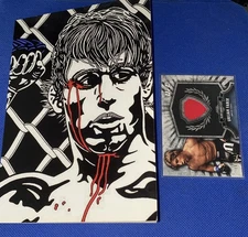 Rare Urijah Faber Team Alpha Male MMA Kotc Art Greeting Card & Topps UFC Relic
