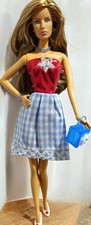 OOAK 4 MANY BARBIES RWB DRESS w/LACE +CUSTOMIZED MATTEL SHOES /HANDBAG & JEWELRY