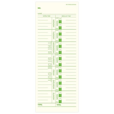 Weekly Time Cards 1-Sided, 3-1/2'' x 9'', Named Days, 500-Count,Time Cards for ...
