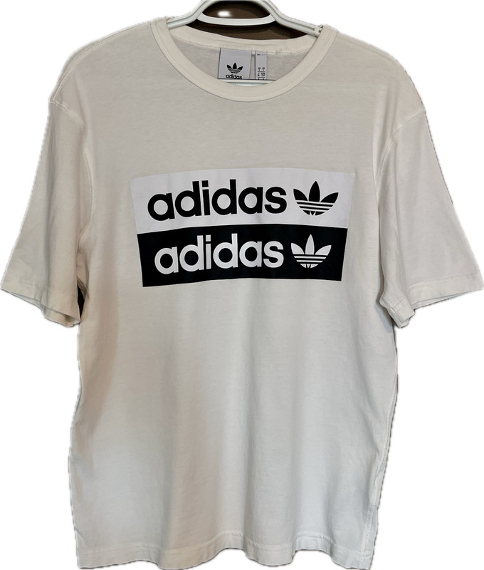 Adidas Originals Men’s Double Trefoil Logo T-Shirt White Size S 100% Cotton Casu