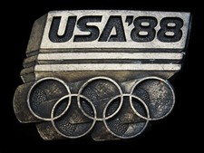 MI01157 VINTAGE 1988  USA '88 OLYMPICS  SPORTS BELT BUCKLE