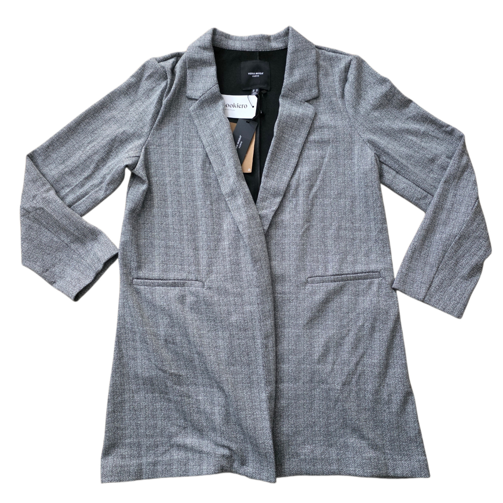 Chaqueta blazer larga mujer Vero Moda Curve talla 42 VMCSILVA abrigo corto gris NUEVO