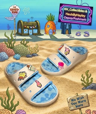 RARE Crocs x SpongeBob ''Goo Lagoon'' Cozzzy Sandals - M6/W8 - LIKE NEW / SOLD OUT