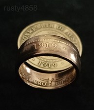 Australian Penny 1919 Coin Ring US 11  / AU X