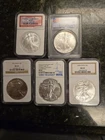 graded american silver eagle MS 69 NGC and PCGS Lot Of 5