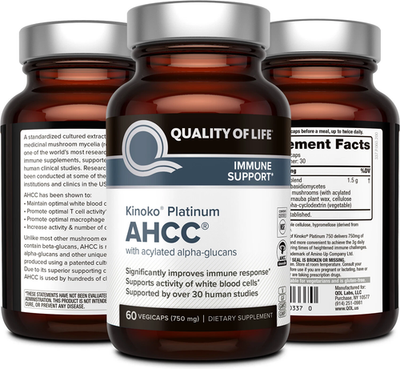 #ad Pack of 3 Quality of Life Kinoko Platinum AHCC 750mg Immune Support Supplement $59.99