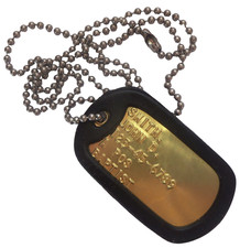 Real Single Brass Embossed Military Dog Tag Dogtag Made Just For U Made In USA