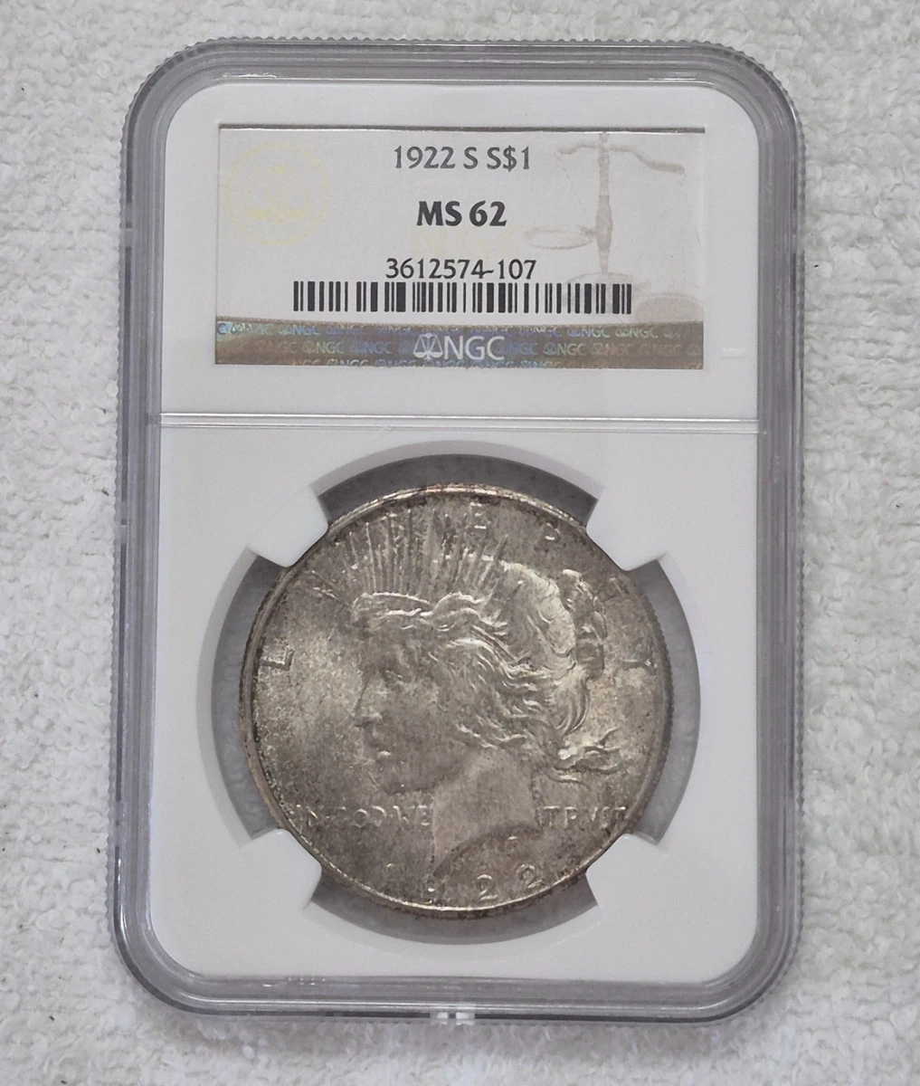 1922 Year Grade MS 62 Peace US Dollars (1921-1935) for sale | eBay
