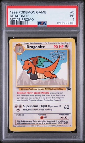 1999 POKEMON GAME MOVIE PROMO #5 DRAGONITE PSA 1