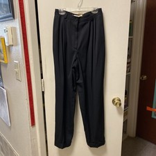 Vintage Valentino Black Dress Pants With Cuffs Ladies 25”waist X29.5”lengthPleat