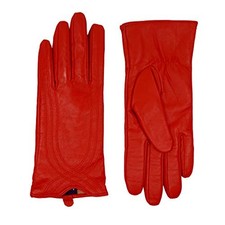 Nappa Leather Gloves Warm Handmade Curve Lambskin Medium Red Non-touchscreen