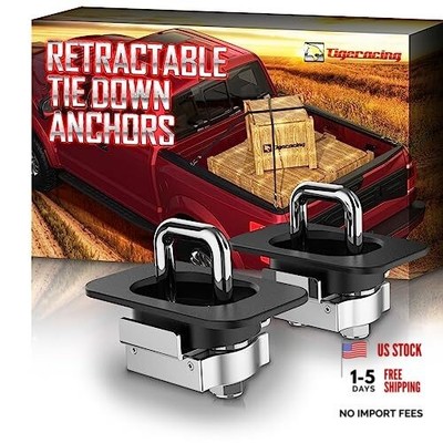 Tie Down Anchors Retractable Truck Bed Top Side D Ring 2 Pieces-Center