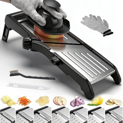 Mandoline Food slicer for kitchen, Adjustable Stainless Steel Mandoline Veget...