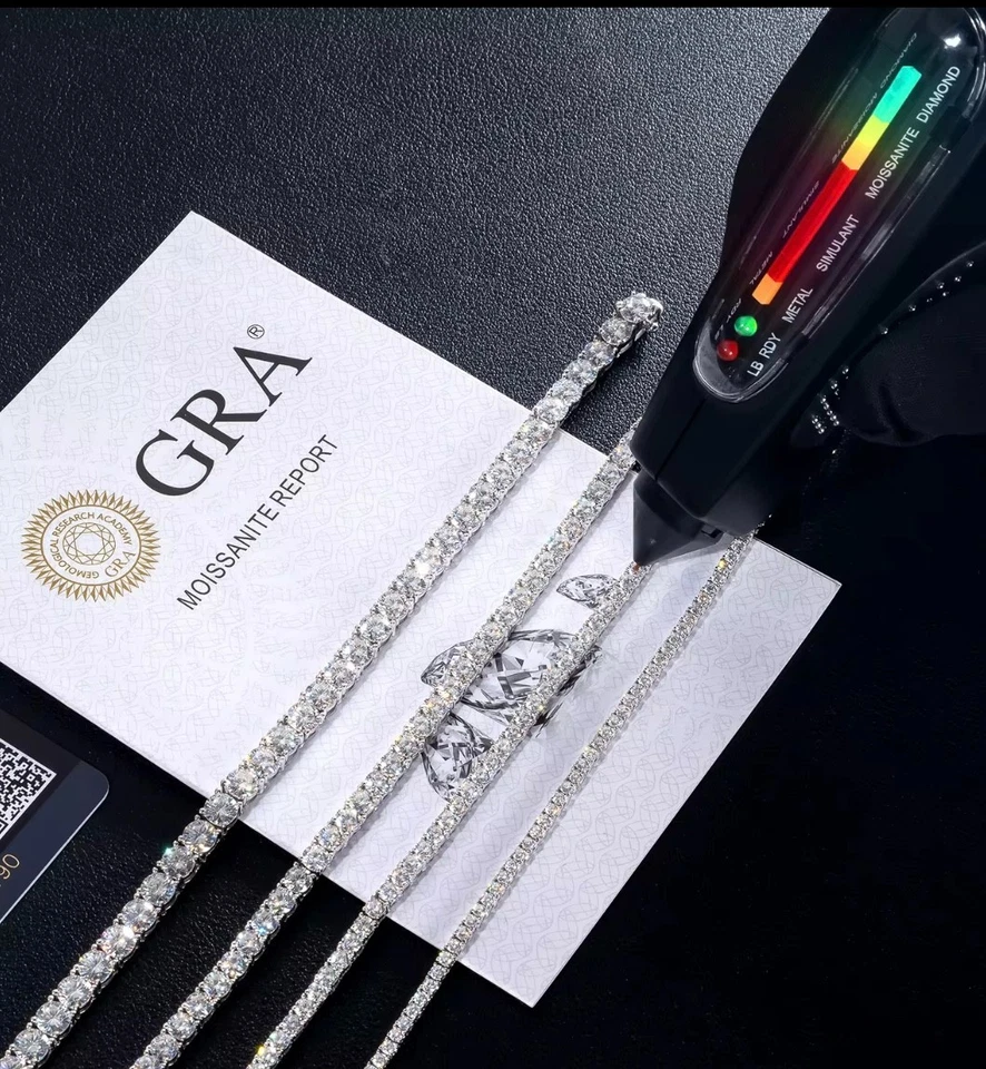 VVS1 Moissanite 925 sterling silver Tennis Bracelet for Women & Men - Image 3 of 4