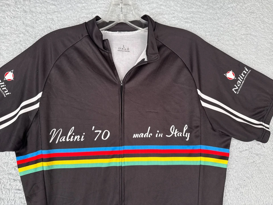 Nalini Cycling Jersey Adult Large Black Full Zip Short Sleeve Made In Italy Poly - Image 4 of 4