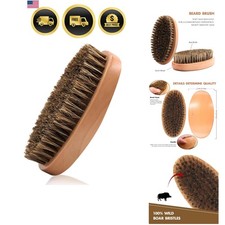 Boar Bristle Hair Beard Brush for Men - Small Soft Beard Brush, Pocket Travel...