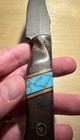 Half Face Blades Field Knife Jr - Walnut w/Turquoise & Mosaic Pins  — photo 7