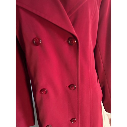 Vintage Talbots Burgundy Long trench coat Sz 10 Belted Double Breasted NWT - Picture 11 of 12