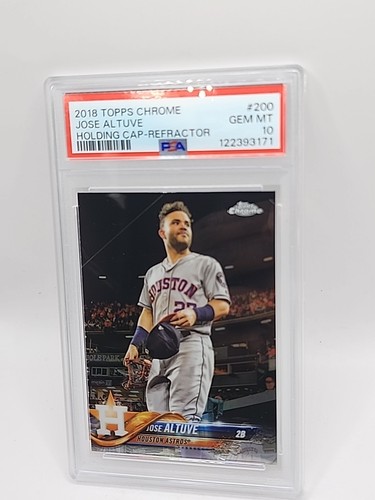 2018 Topps Chrome #200 Jose Altuve SP VAR HOLDING CAP Refractor RARE PSA 10 