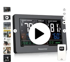 Newentor Q3 Weather Station Wireless Thermometer w/ Atomic Clock-SEALED