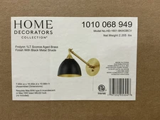 Home Decorators Collection Frolynn 1-Light Wall Sconce Aged Brass & Black