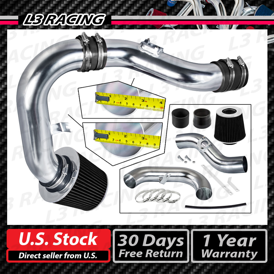 BLACK COLD AIR INTAKE+DRY FILTER For Subaru 02-07 Impreza WRX 2.0L 2.5L Sti