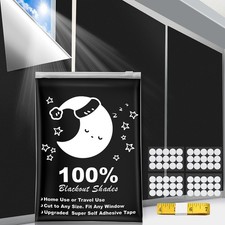 Portable Blackout Curtains, 118" x 57", 100 Blackout, 57W x 118H, Black