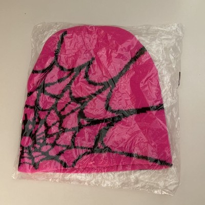 Y2K Spider Web Beanie Pink/Black