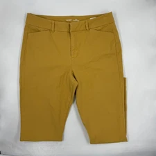 Old Navy Women's Pixie Pants Size 12 Mustard Cotton Blend Slim Ankle Fit Pant