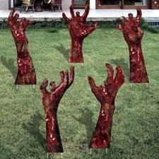 5Pack Halloween Hands Yard Signs With Stake Scary Themed Halloween Lawn Decorati
