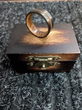 Whiskey Barrel Wood Ring Brown/Black with Decorative Box 8MM Men's Size 8
