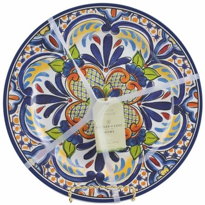 Artisan De Luxe Spanish Medallion Dinner Plates Melamine Set of 4 Blue