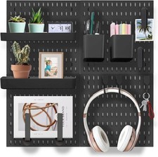 Wall Organizer Peg Board - Elevate And Declutter Your Gaming And Office Black