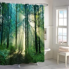 72x72 Inch Forest Shower Curtain Nature Sunshine 72"W x 72"L Pack of 1 Green