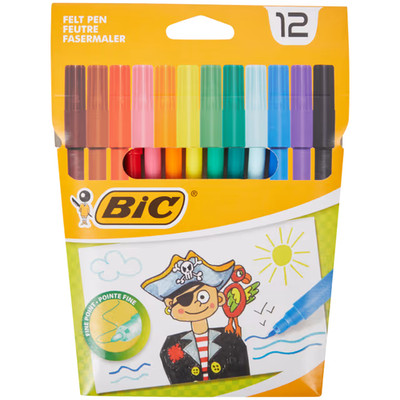 BIC Filzstifte 12er Set Farbstifte Zeichenstifte Malstifte Fasermaler Ausmalen