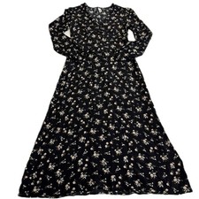 Mango Dress Women Size 4 Black Floral Maxi Cottagecore Boho Chic