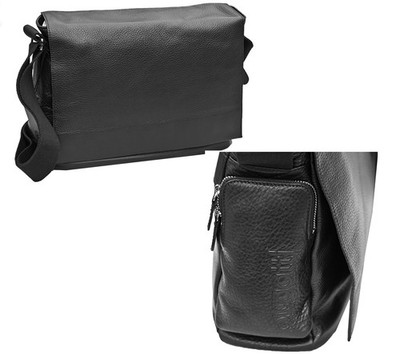Bugatti James and Co Leder East-West Messenger Bag - Schwarz Sale Neu