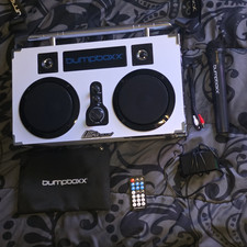 Bumpboxx Ultra Plus Bluetooth Boombox White/Black Remote Mic Bag Adapter