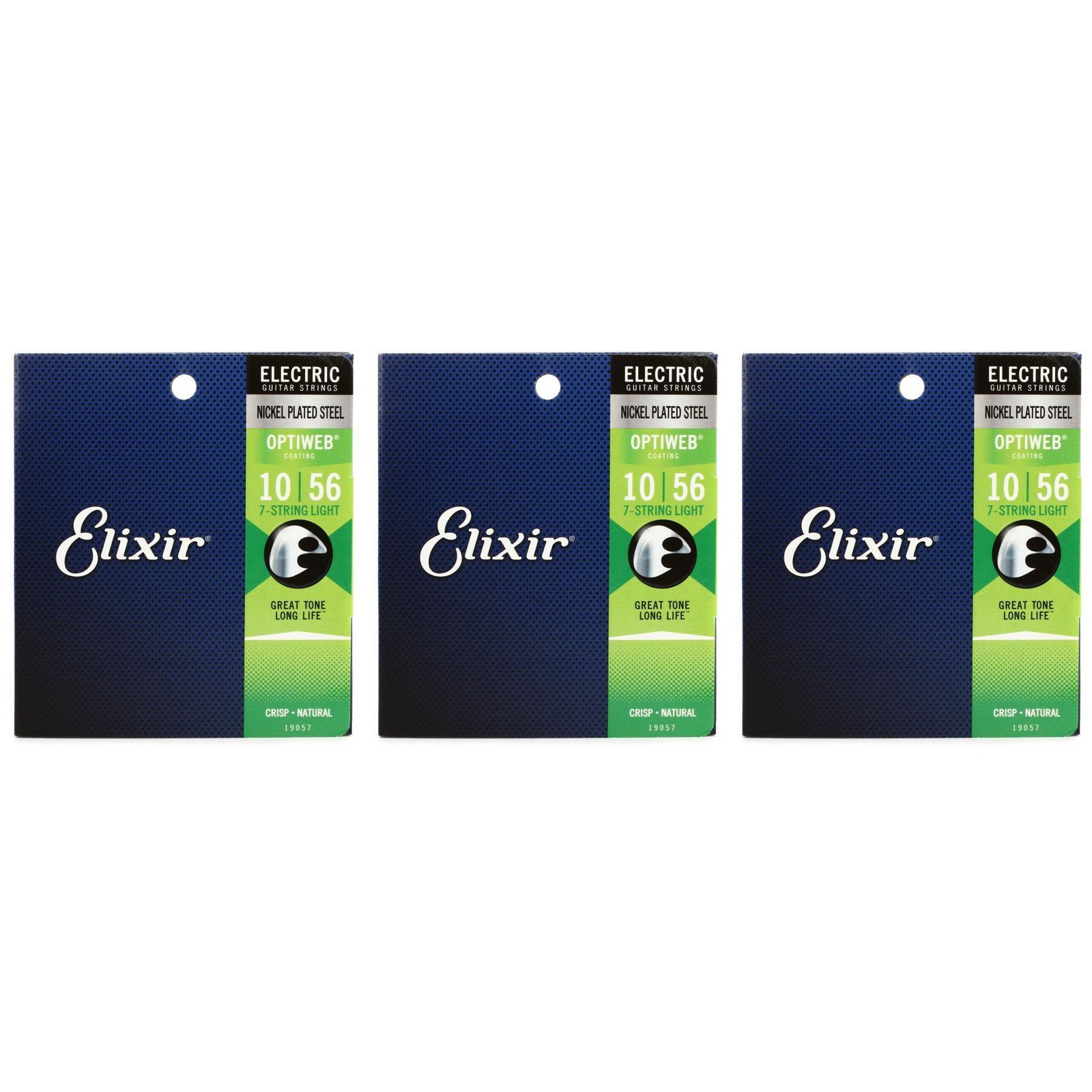 Струны для электрогитары Elixir Strings 19057 Optiweb - .010-.056 Легкие 7-струнные