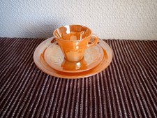 VINTAGE TERMOCRISA PESCA VETRO TRIO - TAZZA, PIATTINO E PIATTO - TUTTO INUTILIZZATO COME NUOVO