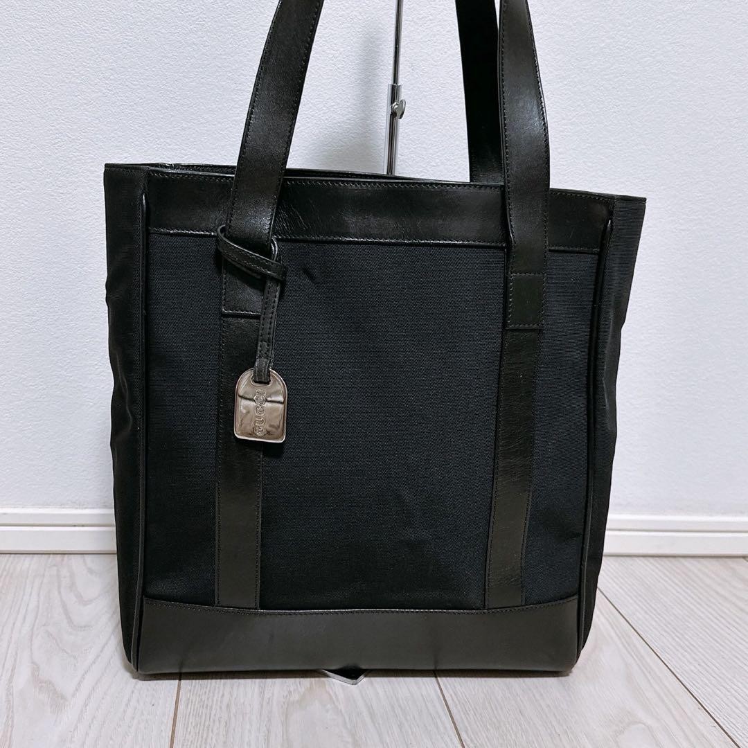 GUCCI Nylon and Leather Tote Bag 27x27x10cm Premium Pre-Owned