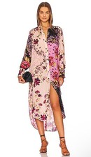Free People Jackie Printed Maxi Vintage Combo Floral Dress Sz S BIG RUN M/L NEW