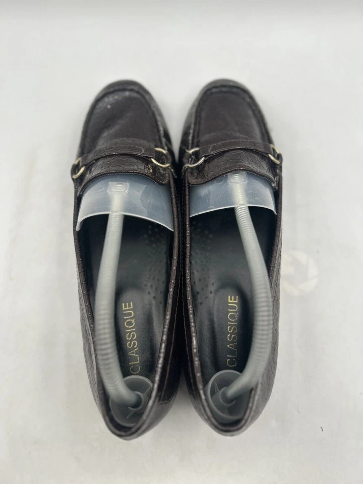 Mocasines Classique Para Mujer Talla 10M Negro Charol Zapatos Sin Cordones Punta Redonda Foto 4 de 4