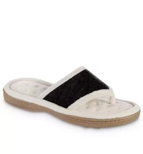 Isotoner Women Nicola Comfort Thong Slippers Black Size Large (8.5-9) NEW