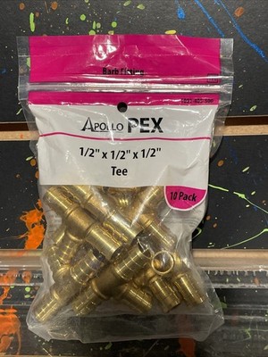 10-Pack Apollo Pex 1/2''x 1/2''x 1/2'' Brass Tee Brand New