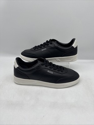 Hugo Boss Herren Brandon Sneaker Leder Herren Schwarz Weiß UK 8 EU 42 NEU