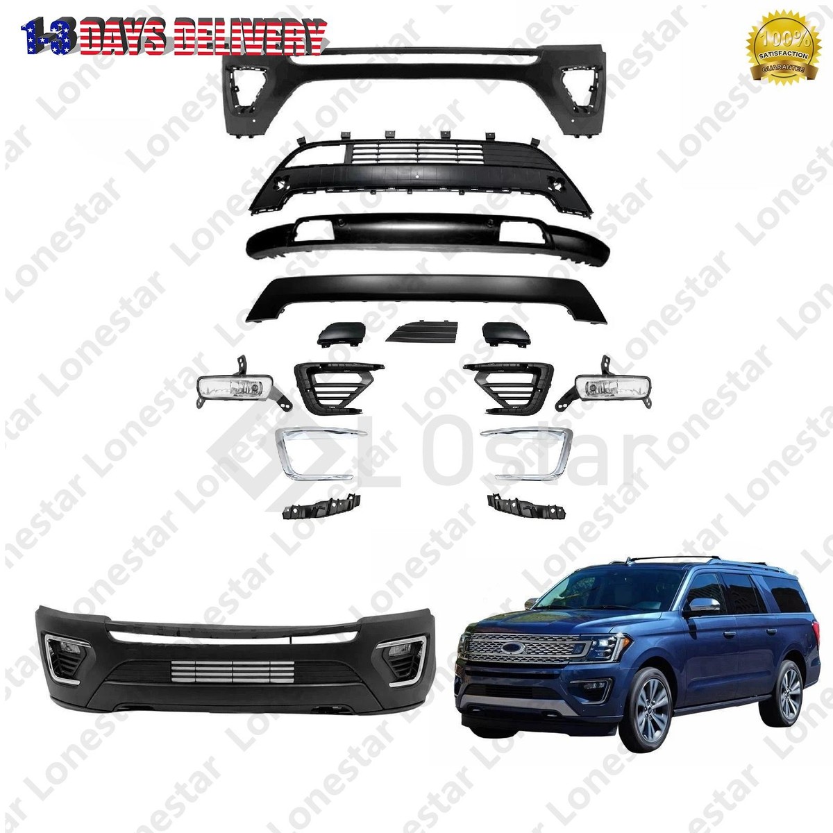 Front Bumper Complete W/Fog Lamp Fit 2018-2021 Ford Expedition